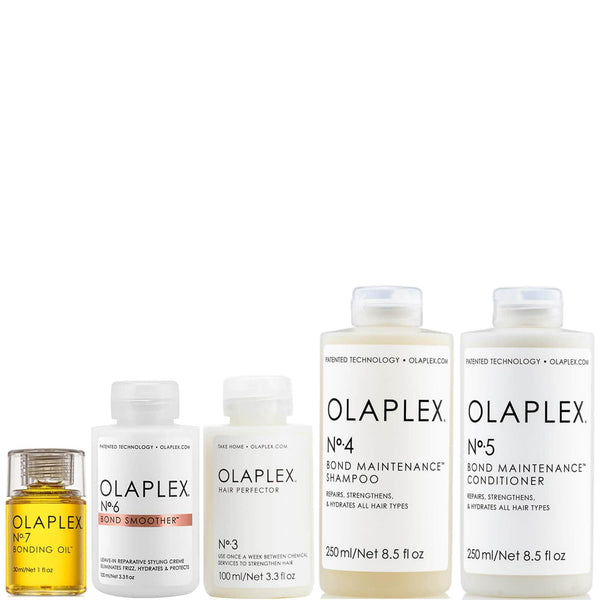 Olaplex MEGA Bundle No.3 Bond Perfector, No.4 & 5 Shampoo & Conditioner, No.6 Bond Smoother & No.7 Oil